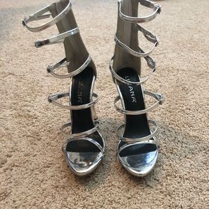 Silver Multiple Strap Heels